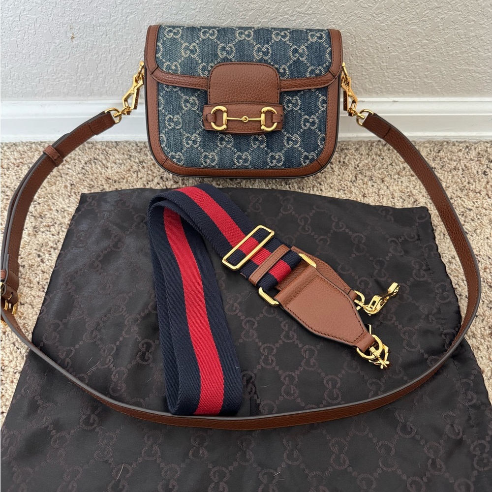 Gucci 1955 Denim Mini Horsebit Bag
